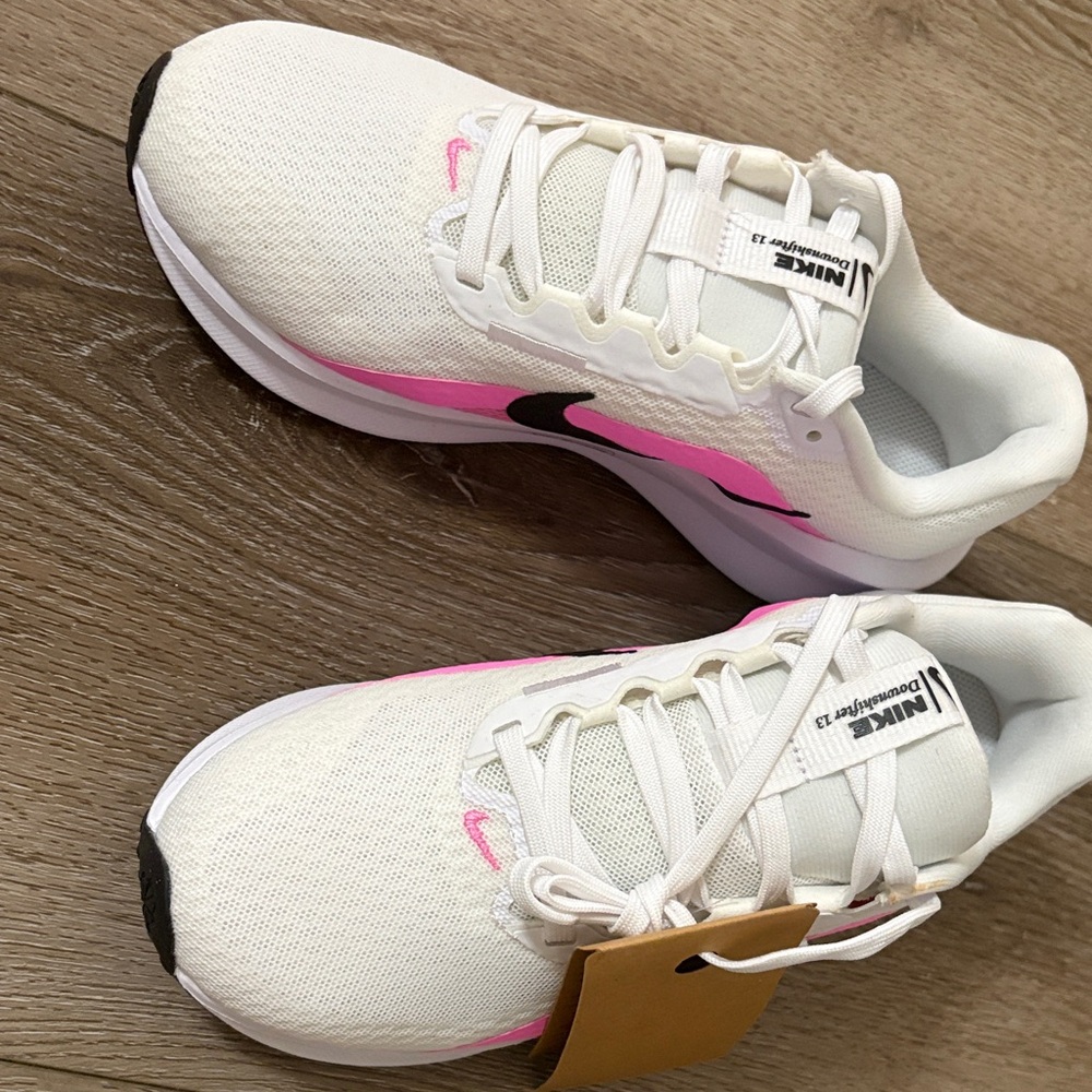 Nike Women's White and Pink Running Shoes